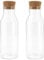 CheurYae Glass Carafe Bottles 2 Pack,1.2L Carafe with Cork lid,Clear Glass Bottle for Hot & Cold Beverages,Storage Bottle for Wine,Milk,Oat Milk,Juice,Laundry Powder