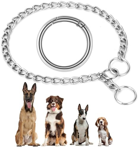 AUAUY Kettenhundkragen, Edelstahl Hundehalskette, Verstellbare Hunde Halsband mit Verbindungsverschluss, Hunde Kette zum Hundetraining, Halskette P-Kettenkragen für Hunden (L: 55 cm, Ø 3,0 mm)