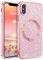 YINLAI for iPhone XS Max Magnetic Case[Compatible with Magsafe] Glitter Protective Cover Slim for Women Shockproof Bling Phone Case for iPhone XS Max 6.5, Pink