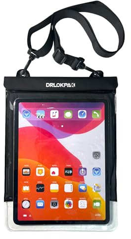 DRLOKPAK Schwimmende wasserdichte Tablet-Hülle für iPad Pro 32,9 cm (12,9 Zoll) Galaxy Tab S8+/S9+ 12,5 Zoll Surface Pro X/9/8/7/6 Tablet, für Tablet und eReader bis zu 13 Zoll (33 cm) Schwarz