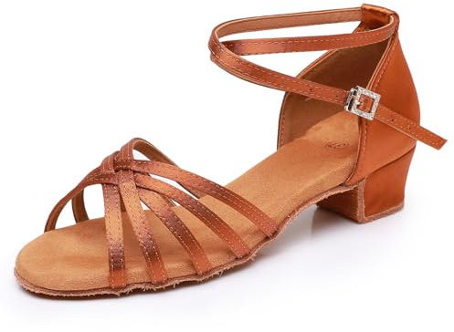 Rosefinch Damen Latein Tanzschuhe Salsa Tango Chacha Ballroom Praxis Tanzschuhe für Mädchen Kinder Braun 37EU