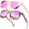 KANASTAL 2 Pack Pink Sunglasses Womens Polarised Fuchsia Mens Square Ladies Mirrored Ladies Retro Trendy Coloured UV400 - Patterned Fuchsia Lens + Pink Lens