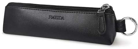 Fmeida Vintage Federmäppchen Leder Schlamppermäppchen Jungs Mäppchen Mädchen Klein Etui Federpenal Federtasche Erwachsene Federmappe Pencil Case Lederbeutel Schwarz