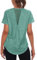 Jlowesun Sport Shirt Damen Oversize, Leichtes Atmungsaktiv Funktions Back Mesh Sportoberteil Damen Fitness,Rundhals Sport Top Damen Passend für Laufshirt Yoga XXXL