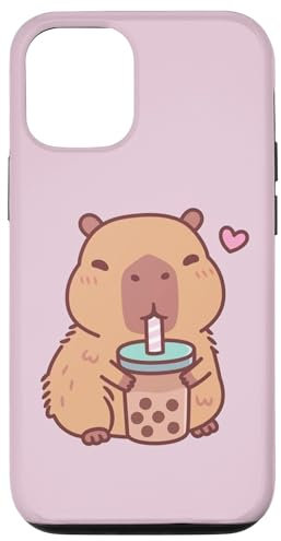 Kawaii Capybara Drinking Boba Bubble Tea For Girls Teen Kids Case for iPhone 12/12 Pro