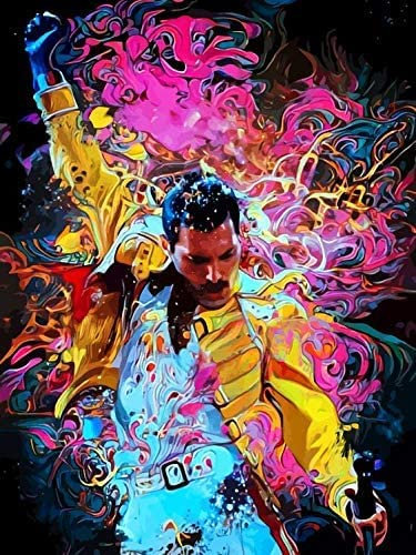 TNXEV 5D-Diamant-Kunstgemälde zum Selbermachen, Queen Band, Freddie Mercury, Mosaik-Stickerei, vollständiges Strass-Bild, Kreuzstich, Wand-/Wohnkultur, 30 x 40 cm