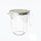 Verre doseur en plastique de 1 litre avec couvercle en verre borosilicate gradué avec poignée et bec verseur transparent pour la fabrication de gâteaux, bougies, savon (blanc)