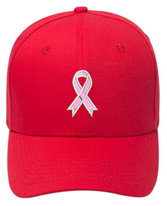 Snapback Caps Herren Grün Herren Kappe Mütze Hut Brustkrebs-Mützen für Frauen, bestickte verstellbare Brustkrebs-Bewusstseins-Mütze, Damen Sommerhut Schwarz Sommerhut Damen Schwarz (Red, One Size)