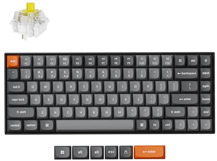 Keychron K2 Max Custom Mechanical Keyboard, QMK/VIA Programmable 75% Layout, Bluetooth 5.1/2.4 GHz/Wired with White Backlight Super Banana Switch for Mac Windows Linux - US Layout