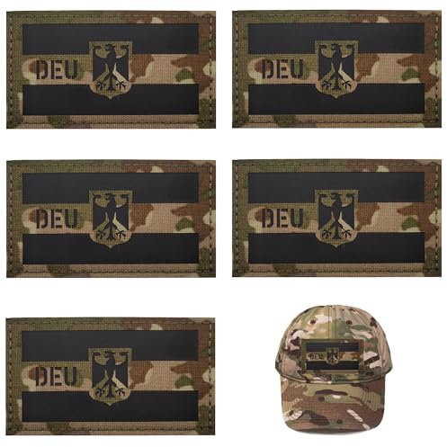 5 Stücke DEU Deutschland IR Infrarot Reflektierende Patches Klett Militär Reflective Germany Flag Patch Bundeswehr Patch Klett Patches für Rucksäcke Militär Aufkleber Abzeichen Klettbänder