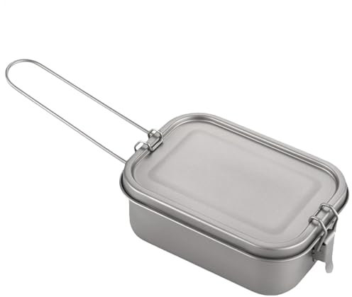 Lonchera de titanio, lonchera de metal, caja de alimentos resistente a fugas, contenedor de tapa hermética, caja de comida de camping, accesible a alimentos saludables, fácil de usar para campamento y
