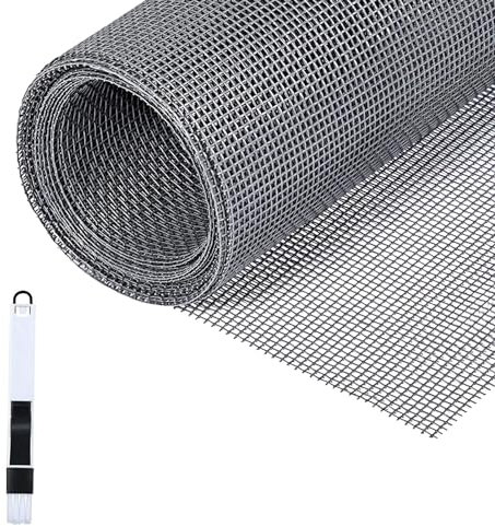 Fillis Rete Zanzariera Finestre, 150x500cm Zanzariera Telo Ricambio in Fibra di Vetro Zanzariera Rotolo Ricambio con spazzola per la pulizia, Zanzariera in Garza per Finestre Porte, Grigio
