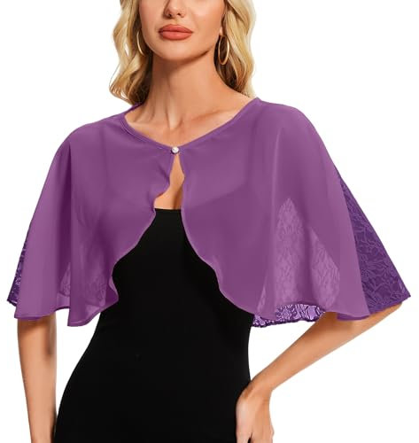 Atxnn Damen Spitzen Schal Stola Chiffon Umhang Cape Capelets für Hochzeit Abendkleid Braut Party Elegant Sommer Bolero Kostüm Accessoires