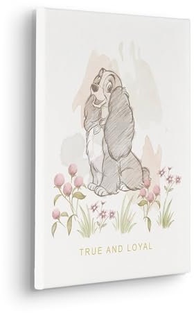 Komar Keilrahmenbild - Disney Lady and the Tramp True and Loyal - Größe: 30 x 40 cm - Leinwandbild, Kinderzimmer, Beige,Weiß