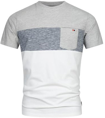 Indicode Herren INSprings T-Shirt mit Rundhalsausschnitt und Brusttasche | Herrenshirt Sommershirt Offwhite, M