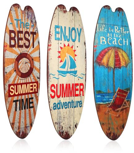Luxshiny 3 Stück Surfbrett-Dekoration beach party dekoration Strandparty Wanddekoration Surfbrett Planke Surfen Küsten Stranddekoration für zu Hause Surfbrett- für die Wand Holz