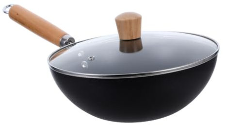 SMASOLO Mini Wok Non Revêtu Avec Couvercle Poêle à Pratique Pour Cuisine Domestique Pour Et Friture