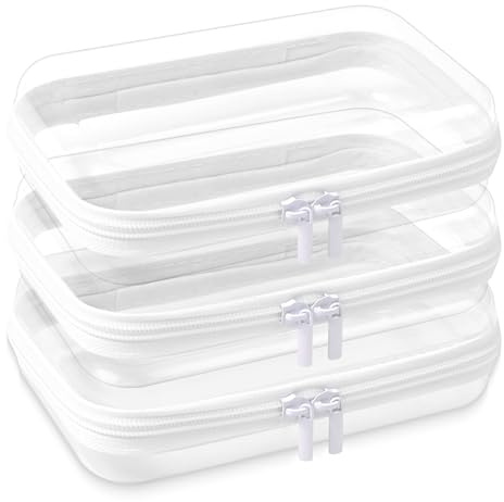 DARENYI 3Pcs Toy Storage Bags with Zipper Clear Zip Bags for Toys Travel Waterproof Double Zipper Toy Bag for Board Games, Building Blocks, Puzzles (19x10x5cm)