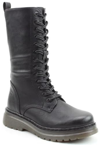Heavenly Feet Avena 2 Womens Mid Calf Biker Boots Lace Up Memory Foam Fashion Autumn Winter Boot (Black2, UK Footwear Size System, Adult, Women, Numeric, Medium, 4)