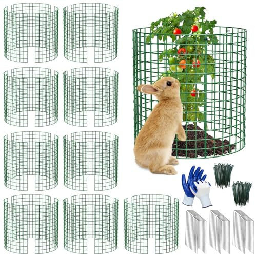 MQHUAYU 10 Pack Chicken Wire Cloche Plant Protector Cover, 13 x 13Green Metal Garden Covers for Seedlings Flowers, Plant Protectors from Animals for Keeping Rabbits Squirrels Mice Out