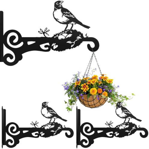MINGJAY Blumenampelhalter Pflanzenhaken,2 Stück Blumenampel Halterung,Eisen Wandhaken,Blumenampel Vogelhäuschen Wandhalter Haken,Garten Balkon Deko,für Pflanzer Vogelhäuschen Laternen Windspiele