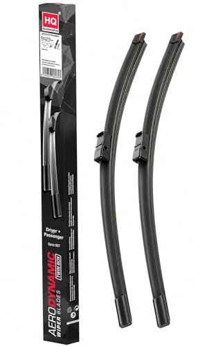 HQ AUTOMOTIVE Wipers for FORD Focus Mk2 2004-11 / PEUGEOT 207 2006-15 | 2-piece front set, 26 in + 17 in, pre-installed Side Pin connector, graphite-coated rubber, rain sensor ready