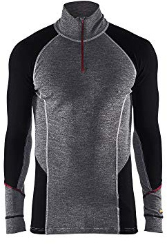 Blaklader 46991736 UNTERWÄSCHE REISSVERSCHLUSSOBERTEIL XWARM 100Prozent MERINO, Mittelgrau/schwar