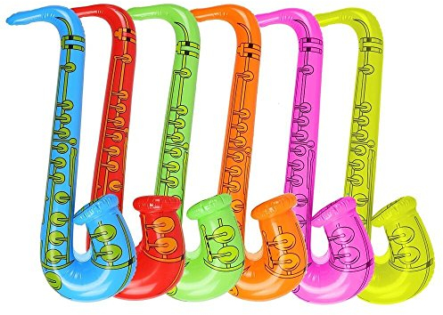 Instruments de Musique gonflables pour Guitare, Saxophone, Microphone pour fête, Accessoires de fête, Ballons Couleur aléatoire (4 Saxophones)