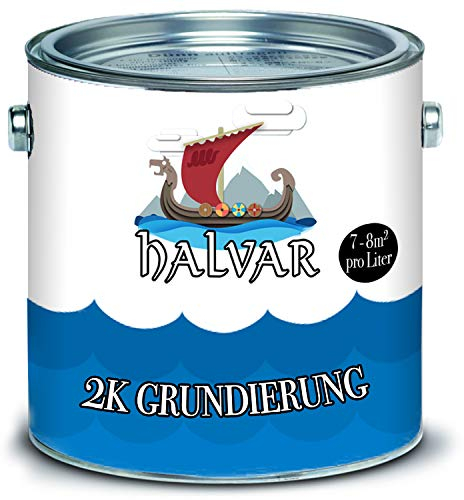 Halvar skandinavische 2-K Grundierung mit Härter im SET grau, schwarz, weiß, Alle RAL Farben möglich! (5 L, Grau (RAL 7035))