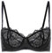 DOBREVA Women's Lace Balconette Bra Half Cup Non Padded Push Up Underwire Sheer Bras Black 36E