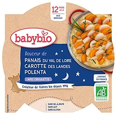 Babybio Assiette Douceur de Panais, Carotte des landes, polenta 12+ Mois 230 g