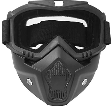 Keenso Reitbrille Maske Motorradbrille mit abnehmbarer Maske für Outdoor-Aktivitäten Wintersport Schutzbrille für Männer Frauen Jugend (Transparent), durchsichtig, Misura standard