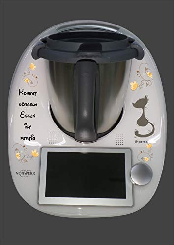 Aufkleber passend für Thermomix TM 6 Katze nörgeln schwarz/grau