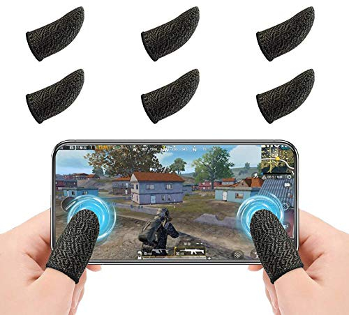 Newseego PUBG Mobile Game Finger Sleeve[6 Pack], Touchscreen Fingerhülse Atmungsaktiv Ultradünn Anti-Sweat Fingerset Empfindliche Shoot-&Ziel-Tasten für Überlebensregeln/Knives Out für Android & IOS