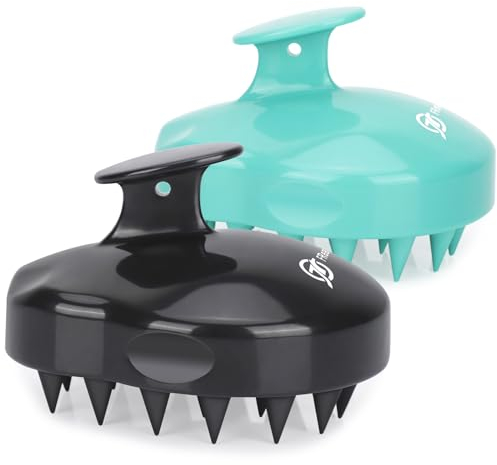 FReatech 2-stücke Kopfhaut Massagebürste [Nass & Trocken], Silikon Shampoo Haarbürste für Peeling und Kopfmassage, Pflege Haarwurzeln, Healthy Head ohne Schuppen, Fördert Haarwachstum, Schwarz & Grün