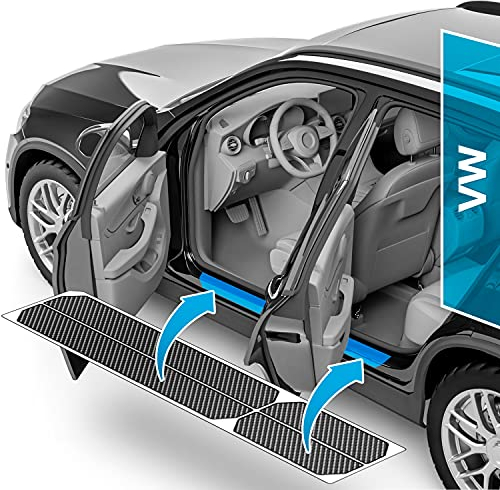 uProtect Car Door Sill Protectors for VW T-Roc 1 (I) A1 I 2017-2025 - Paint Protection Film for Car Kick Plates Panel Covers Carbon
