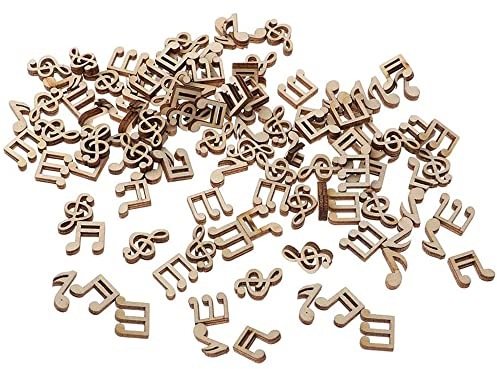 UERRY 200 Stücke Holz ausschnitte Verzierungen Mini Notenschlüssel Musiknote exquisit Zum Erstellen von Karten, Scrapbooking, Geschenkboxen, Christbaumschmuck, Hochzeitsdekorationen, Wohnkultur
