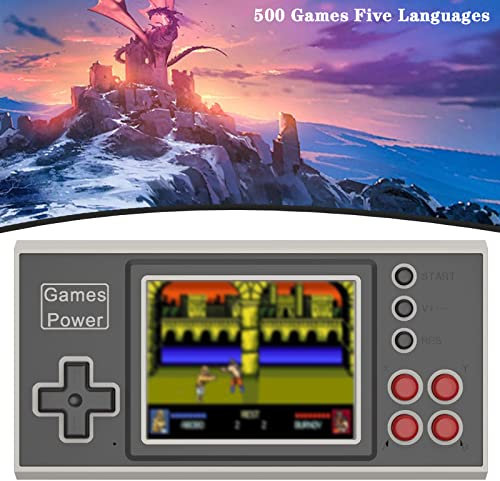 Handheld Game Console, Classic Handheld Video Game Console, Built-in 500 in 1 Classic Games, Support TV Connection Play for Kids and Adults, Birthday Gift.(Five Languages)