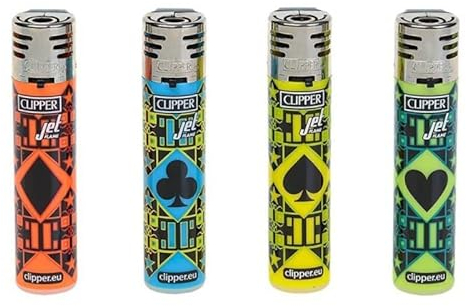 Clipper Jet-Feuerzeug 4er Set: (Jet Flame Poker)