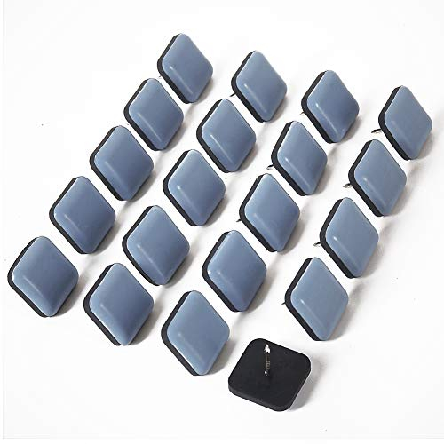 Teflon Möbelgleiter, 20 Stück 25 mm quadratische Möbelgleitschienen mit Nagel für einfaches Bewegen auf Teppich, Holz und Fliesen (Graublau)