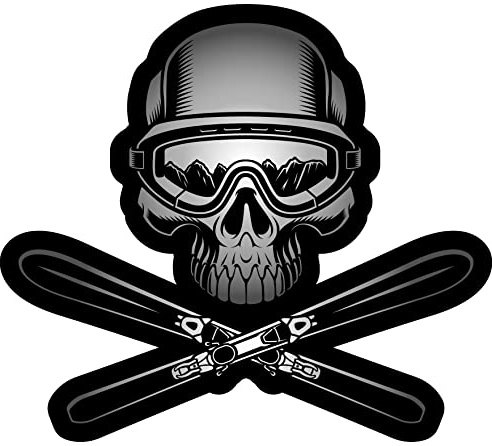 Samunshi Ski Skull Totenkopf Aufkleber Autoaufkleber für Motorrad Fahrrad Roller oder Auto Sticker Schädel Totenschädel Skifahrer (15x13cm Ski Skull Totenkopf)