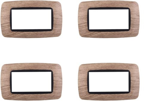 4 Pezzi Placche Compatibile Con Bticino Living, Placche Plastica Bombata (4 Posti/Moduli,Legno Chiaro)
