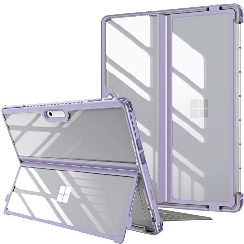 Fintie Hülle für Microsoft Surface Pro 11/10 / 9/9 5G (2024-2022) 13 Zoll, Stoßfeste Robuste Hartschalen Schutzhülle mit Original Ständer, Type Cover Kompatibel, Pastellviolett