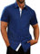 Meilicloth Mens Shirts Short Sleeve Regular Fit Solid Non Iron Dress Shirts for Men Casual Business Button Up Shirts Wedding Work Navy Blue X-Large(46R)