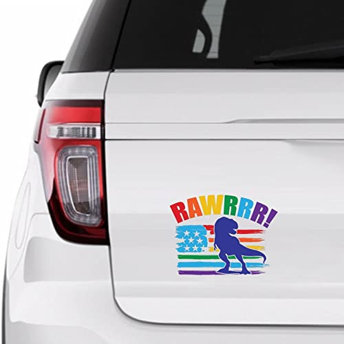Dinosaur Lgbt Us Flag Sticker, LGBT Pride Vinly Decal for Cars Laptops, Windows, Walls, Fridge, Toilet And More,15 inch