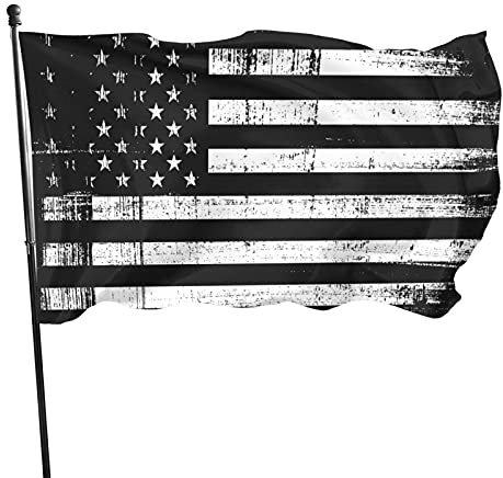 Grunge USA-Flagge, 90 x 150 cm, Schwarz und Weiß, Landflagge, Outdoor, Garten, Dekoration, Veranda, leichtes Banner – UV-beständig