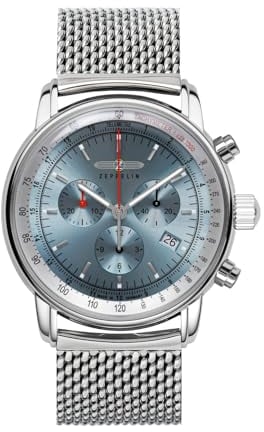 Zeppelin Serie LZ14 Marine Quarz Chronograph mit Edelstahl Meshband 8886M-3