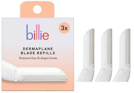 Billie Dermaplaning Gesichtsrasierer für Frauen, Nachfüllpackungen, 3 Stück | Glättet und peelt, entfernt Pfirsich-Fusseln, Formen und Trimmen