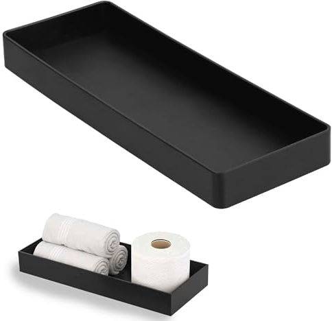 Silikon Schwarz Deko Tablett Länglich, Badezimmer-Tablett Für Theke, Badezimmer Tablett Schwarz Aufbewahrungs-Waschtisch-Tablett, Kosmetik-Schmuck-Organizer-Tablett Für Kerzen, Seife, Kosmetik