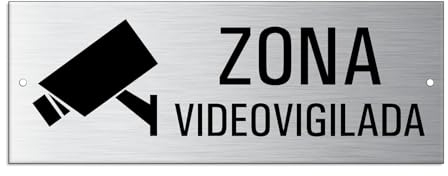 Cartel Zona videovigilada 175 x 65 mm Aluminio cepillado 2 veces perforado